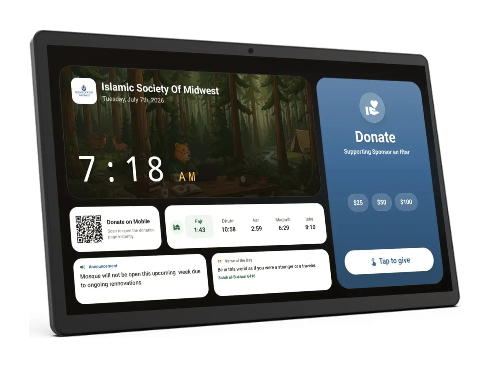 Wall-mount kiosk Givebear donation kiosk